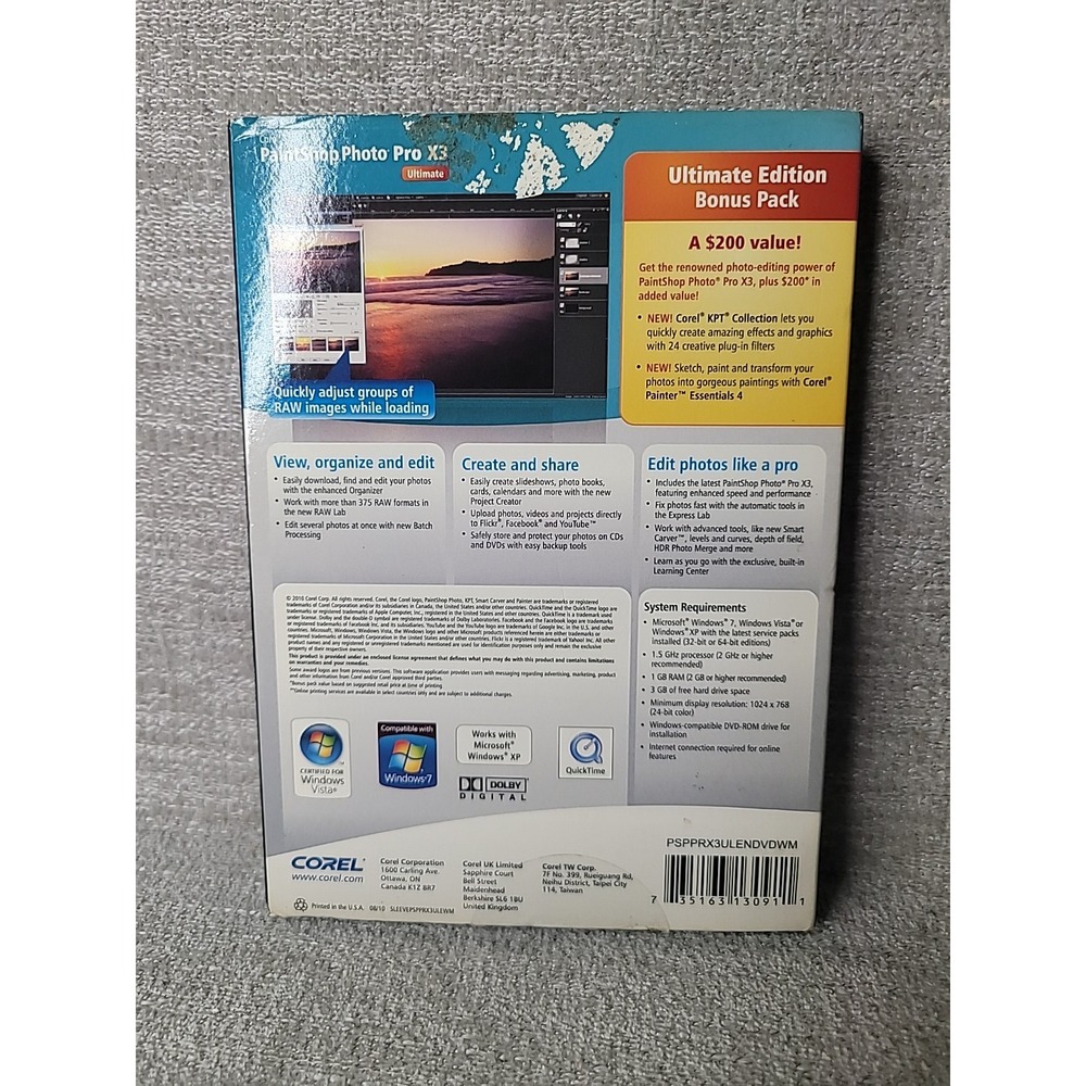 Corel PaintShop Photo Pro X3 Ultimate Windows Photo Editing Software Open Box - Picture 2 of 6